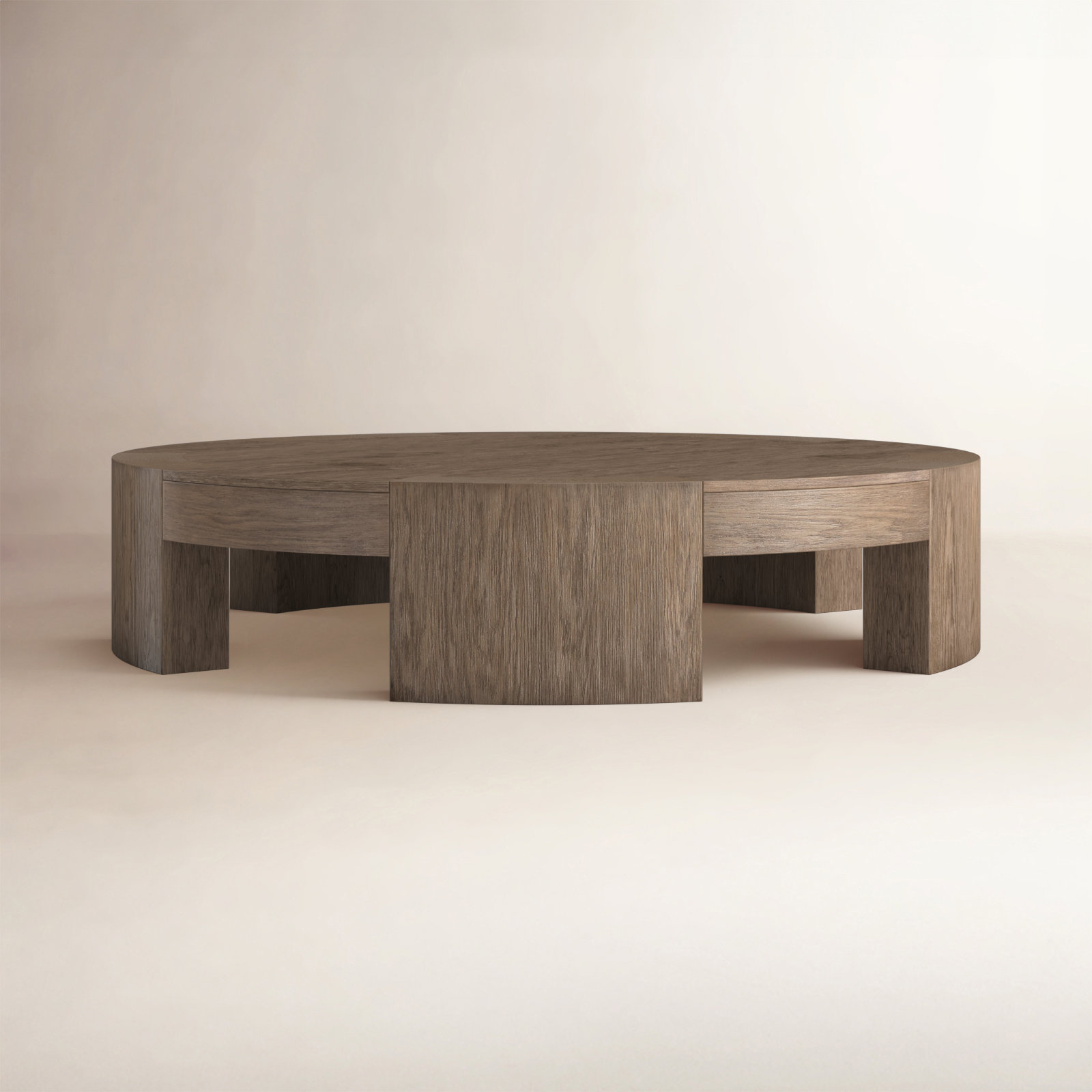 Bourges Coffee Table, 13" H x 60" L x 60" W, Warm Natural Flat Oak Veneer