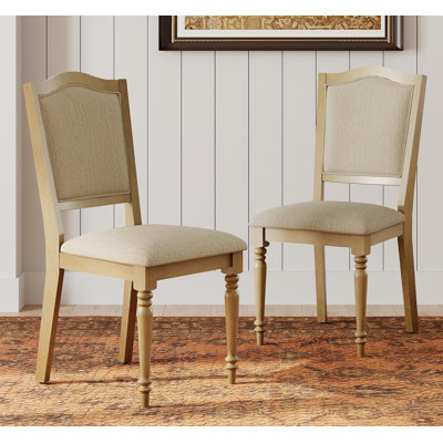 Set Of 2 Dining Chairs With Upholstered Back & Seat, Oak