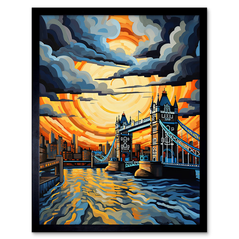 London Tower Bridge Dramatic Sunset - Single Picture Frame Print
