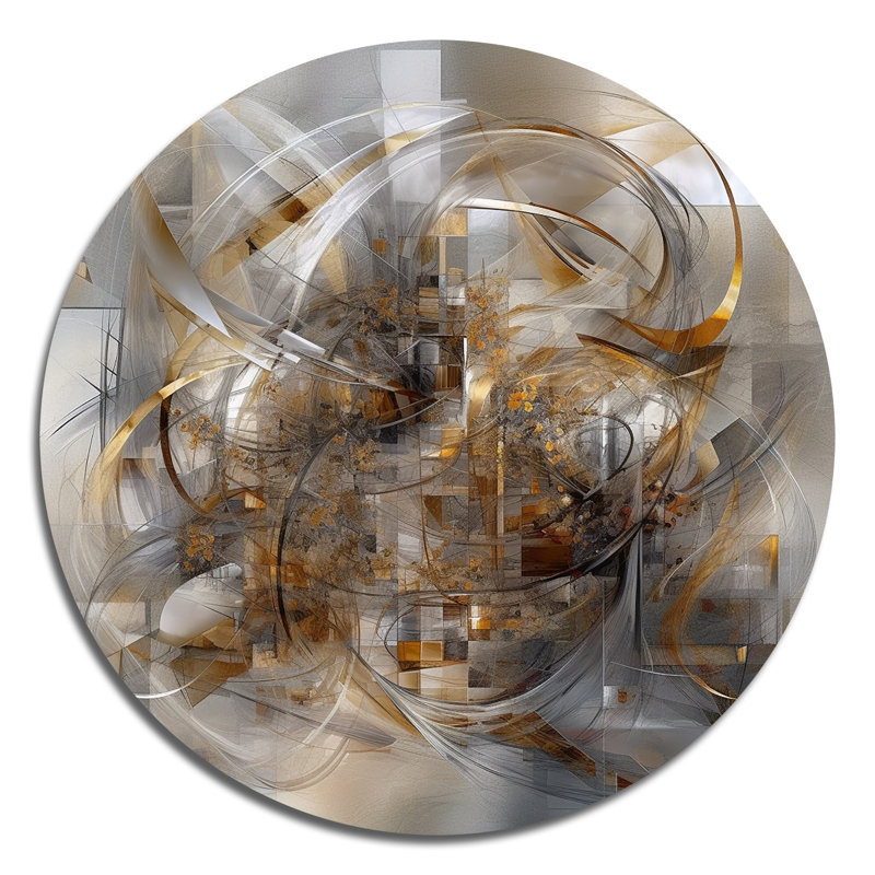 Faye - Décoration murale abstraite ronde en métal, H 36 po x l 36 po