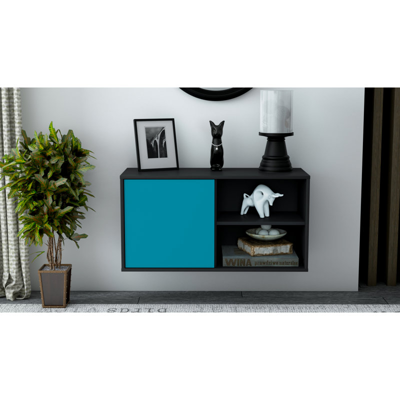Hardwicke Unfinished Floating TV Stand, Turquoise
