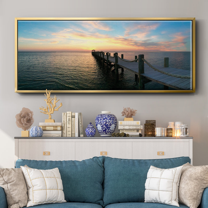 Dockside, reproduction d'art sur toile, H 20 po x l 50 po x P 1,5 po, Or