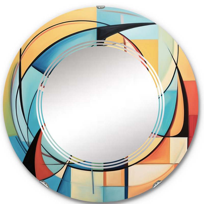 Borovany - Miroir mural Mid-Century rond, 24 po x 24 po