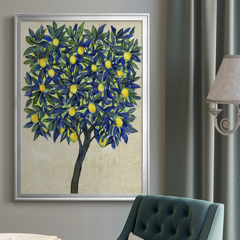 «Lemon Tree Composition II», toile encadrée de qualité supérieure - prête à être accrochée, Cadre argenté