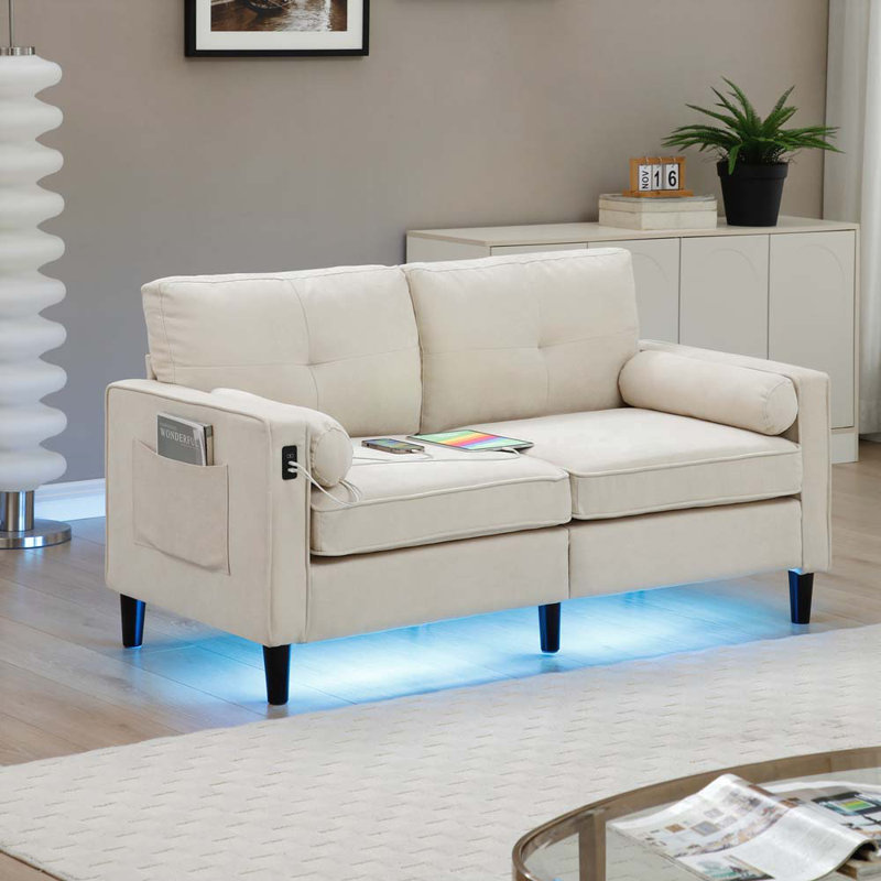 Kaia 57.89'' Upholstered Sofa, Beige
