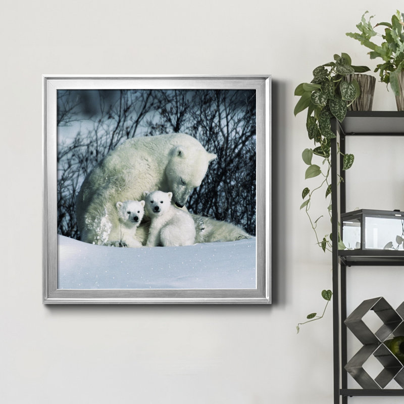 Winter Snuggle - Photographie de cadre photo sur toile, H 17,5 po x l 17,5 po x P 1,5 po, Encadrement argenté