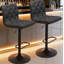 Ensemble de 2 tabourets de bar touffetés en tissu, tabourets de bar réglables à hauteur de comptoir pivotante avec dossier, chaises de bar rembourrées sans accoudoir pour la cuisine et le café-118611198-118611200-33198492