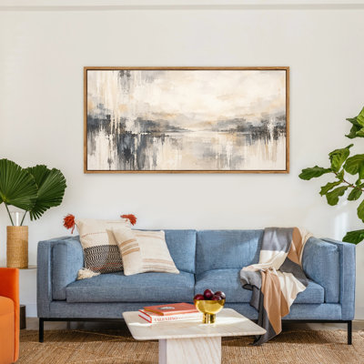 Poetic Panorama III Framed Canvas Wall Art, 60" x 30" Oversized Panoramic Print, Modern Home Decor