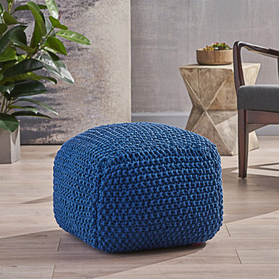 Hollis Knitted Cotton Pouf Cube 20 X 20 X 16 Pouf