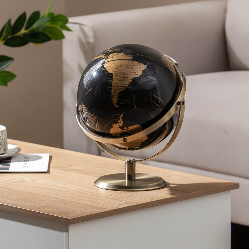 Globe terrestre noir 9 pouces 9 pouces avec globe en métal
