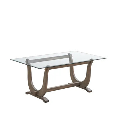 Table de salle à manger rectangulaire en verre trempé 71 po Daponte