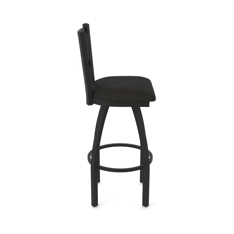 XL 810 Contessa Swivel Stool, Black Wrinkle, Vinyl-Canter Espresso, Counter Stool (25” Seat Height)