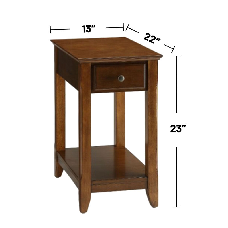 Solid Wood side table Rectangular End Table Desk with Single Drawer, Brown