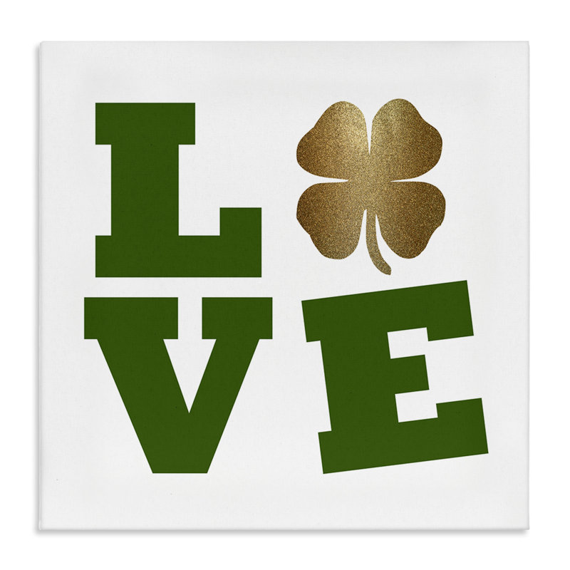 «St Patrick's Day Clover Love Symbole» par Sheldon Lewis - impression sur toile tendue, H 36 po x l 36 po x P 1,5 po