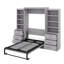 Lit escamotable double avec tablettes et tiroirs