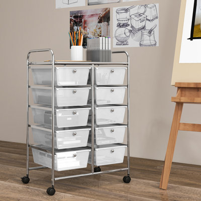 Milin 10 Drawer Storage Drawer with Locking Wheels