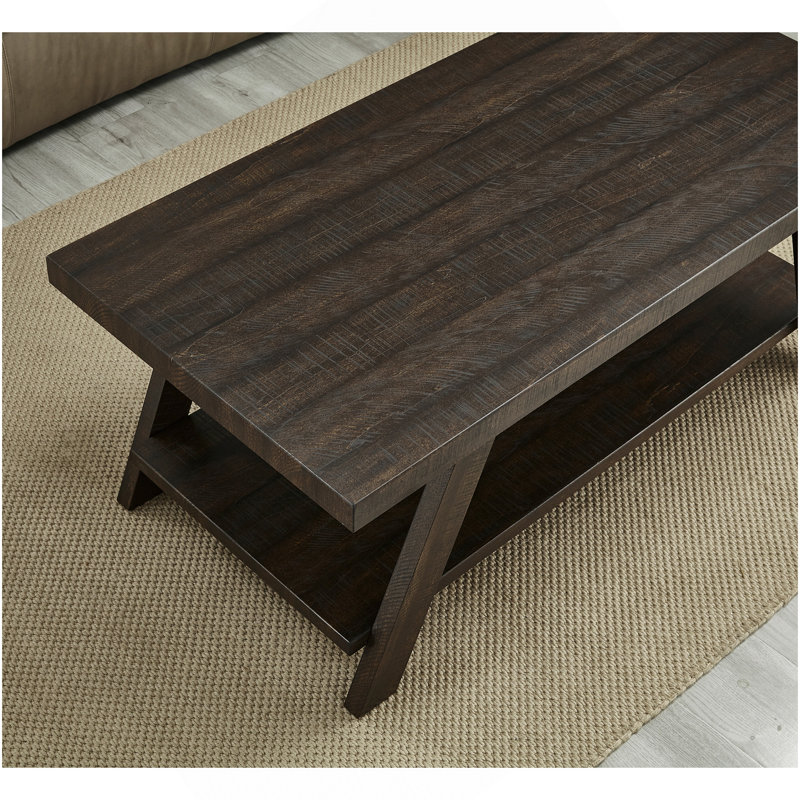 Athens Contemporary Wood Shelf Coffee Table In Weathered Espresso, Espresso, Espresso