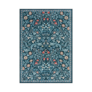 Kaldi Floral Washable Area Rug – Intricate Nature-Inspired Design, Non-Slip Soft Floor Mat for Living Room, Bedroom, and Entryway
