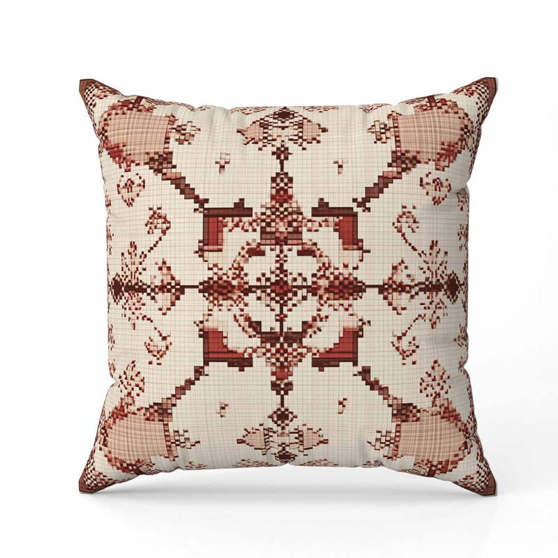 Oreiller en faux suède Grossomed Blossom, Beige, Carré 18 po