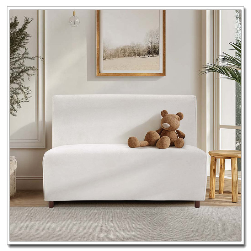 Causeuse beige en tissu Boucle