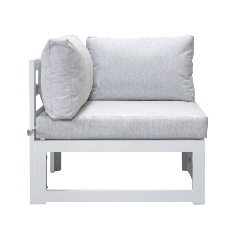Chaise longue d'extérieur en aluminium avec coussins, Gris clair, Blanc