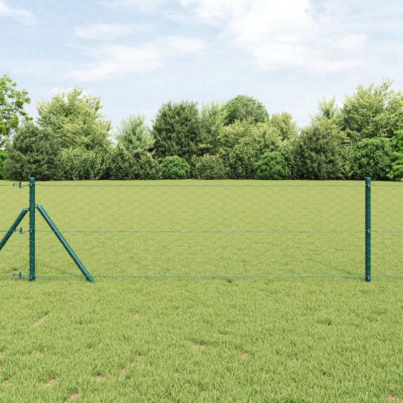Hexagon Fence Green Steel, 60cm H x 1000cm W