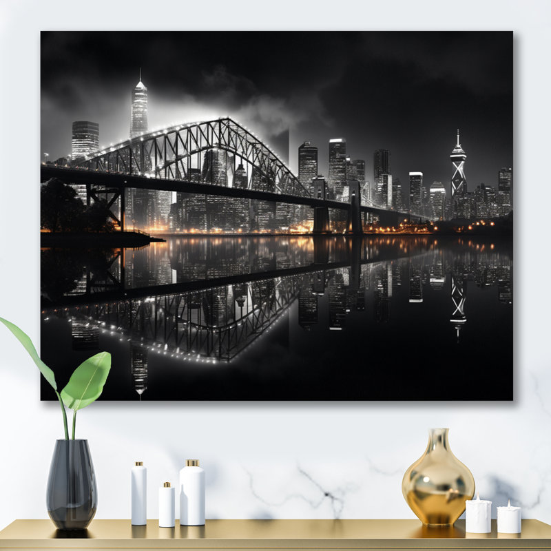 Canada Cityscape Noir II sur toile, H 24 po x l 32 po x P 1 po