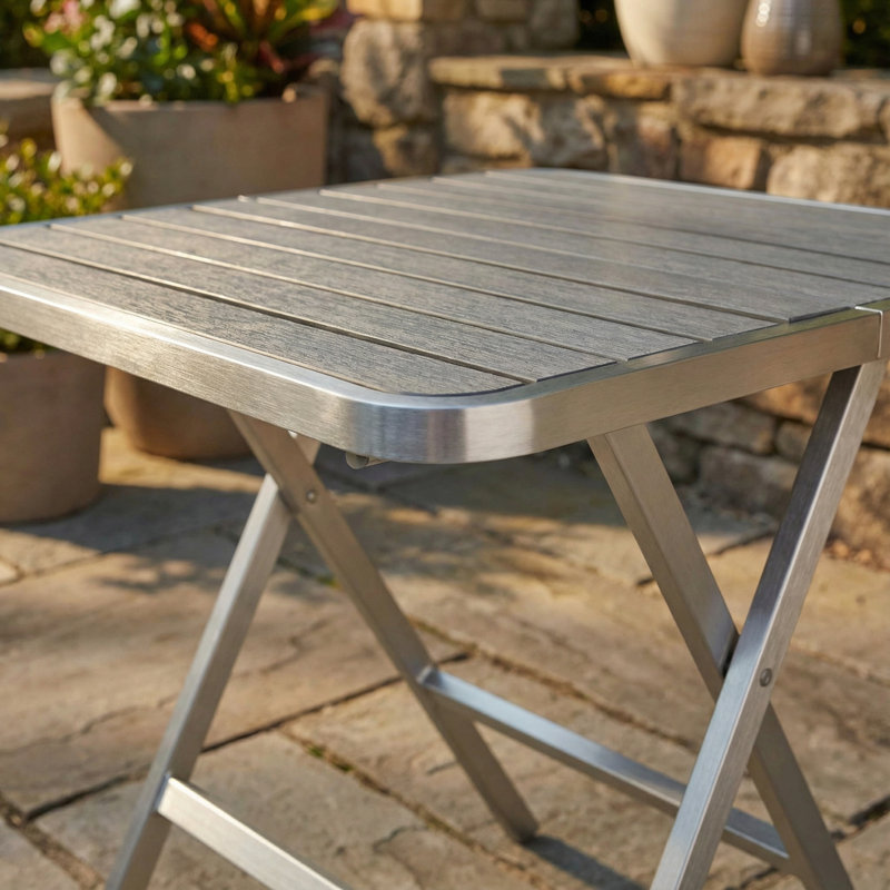 Riveter Square Metal Folding Outdoor Bistro Table , 27.5'' in. W 27.5'' in. D