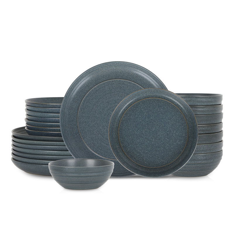 Stone Lain Elio 24-Piece Dinnerware Set Stoneware, Blue