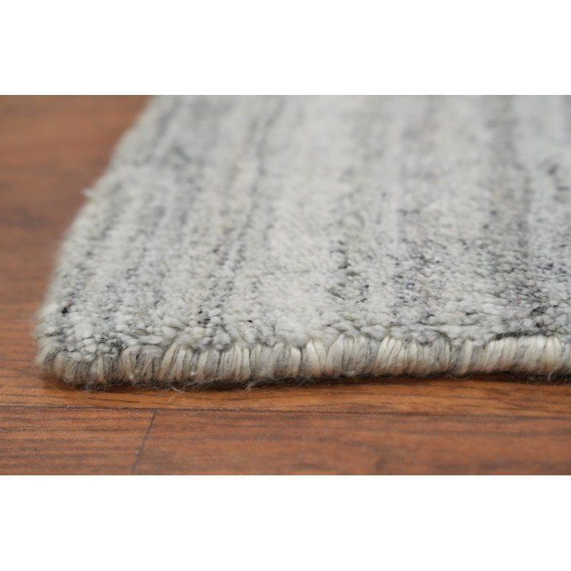 Tapis gris minimaliste de style Gabbeh 9 x 12 avec motif subtil