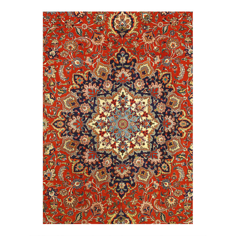 Tapis rouille fin Tabriz 10 pi x 13 pi 4 po Rust