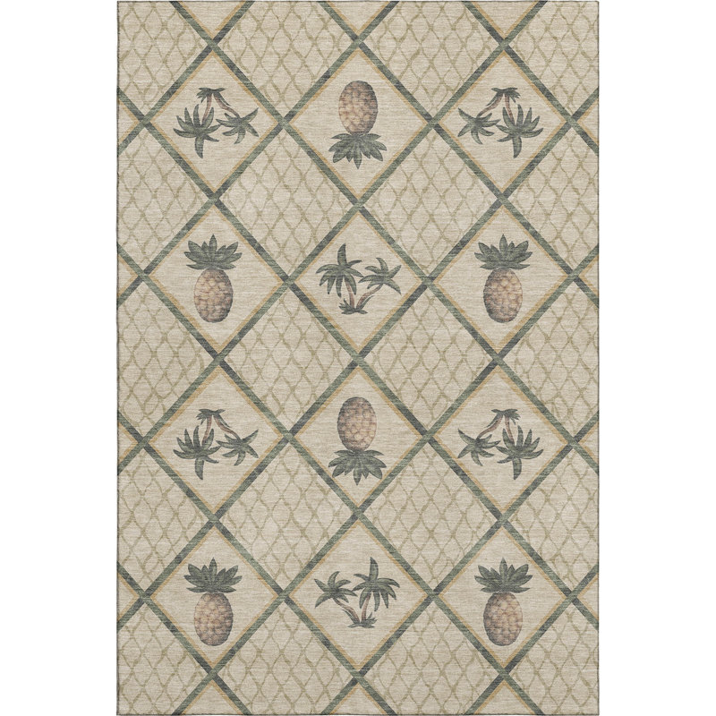 Tapis beige de qualité supérieure lavable à la machine Bradenburg AMF162, Rectangle 10 pi x 14 pi