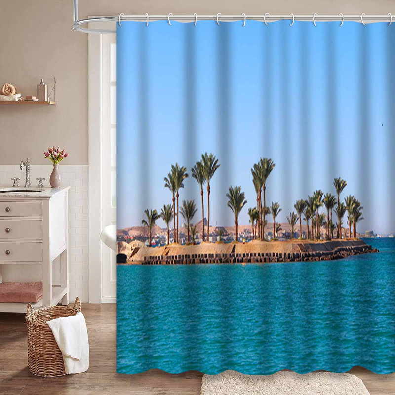 Tropical Island Palm Sea Paradise - vacances rouges avec 12 crochets, L 72 po x l 72 po