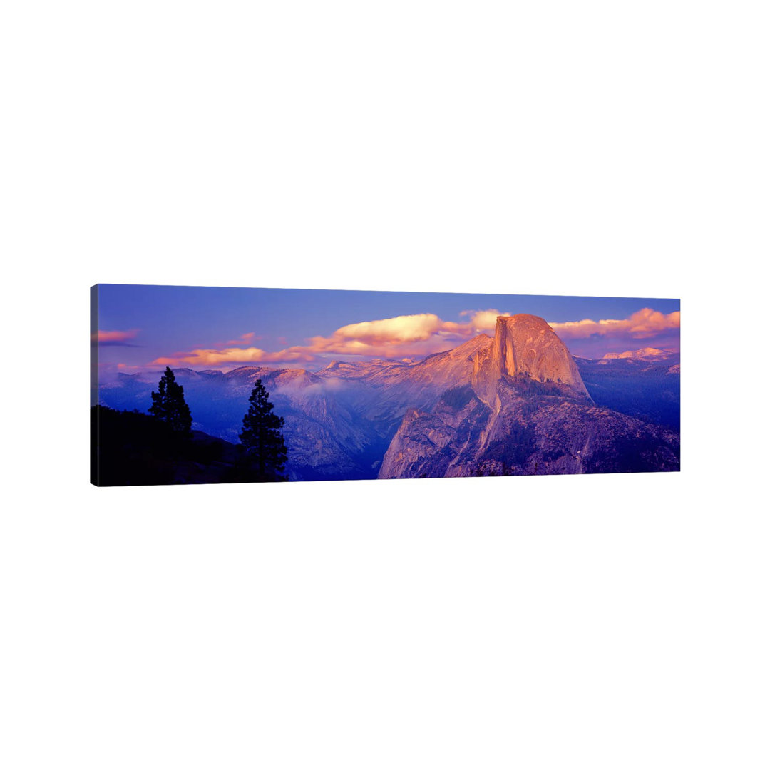 Cloudy PAstel Sunset Over Half Dome, Yosemite National PArk, California, USA - Wrapped Canvas Panoramic Print