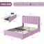 Cadre de lit simple à DEL TG, tête de lit avec rangement, 2 tiroirs, lit plateforme tapissier Boucle, mauve-1850552759-1850552777