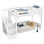 Lit mezzanine simple en bois massif avec garde-robe intégrée, rangement, escalier et garde-corps, aucun sommier nécessaire, blanc-323186197-323186194