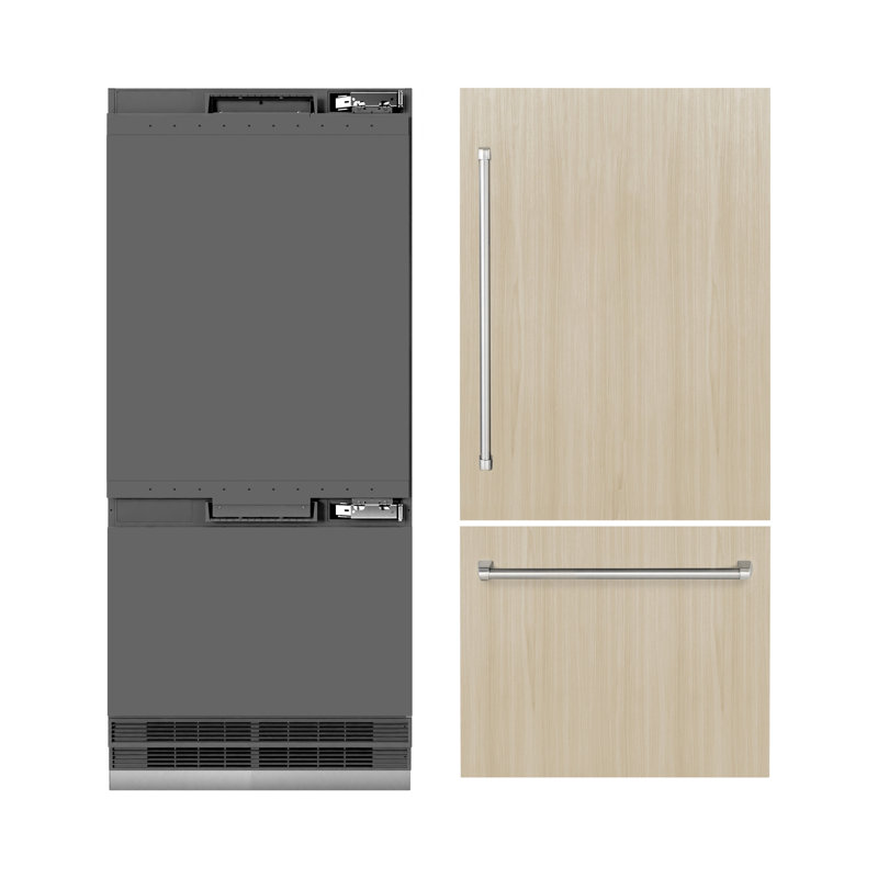 ZLINE 36 in. Panel Ready Built-In Bottom Freezer Refrigerator w/ Graphite Gray Interior
