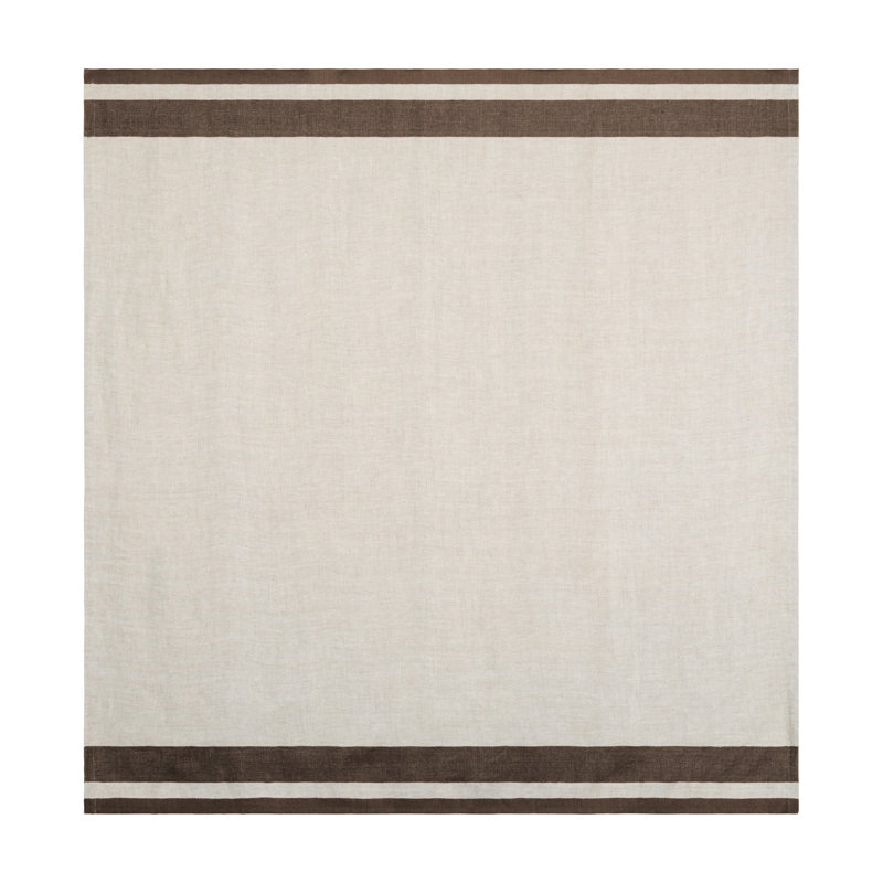 Gordes Tablecloth, 70 x 70, Natural, Chocolate