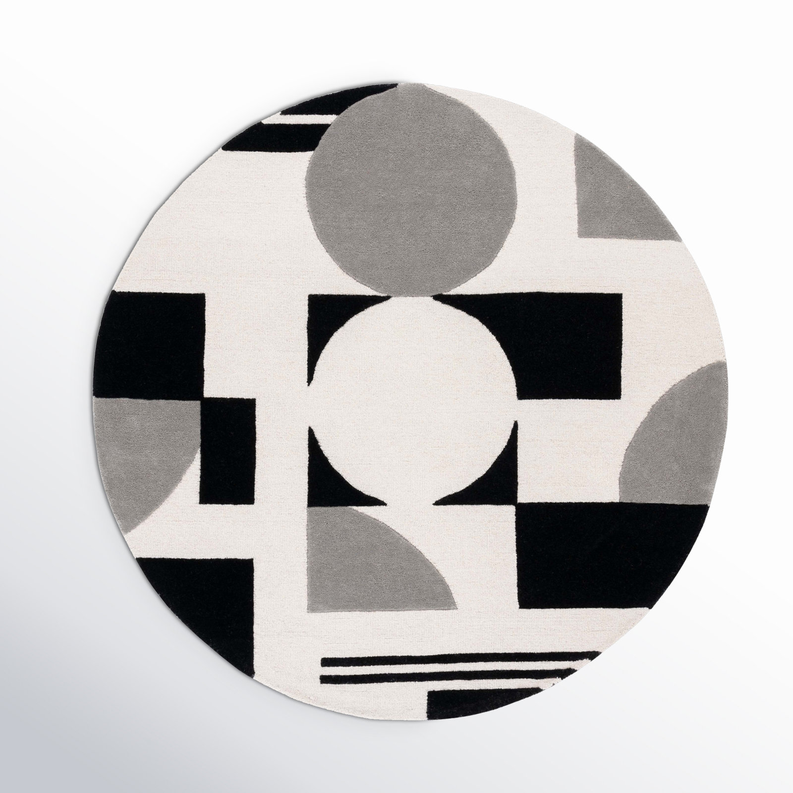 Felipe Handmade Wool Gray/Black/White Rug, Round 6'