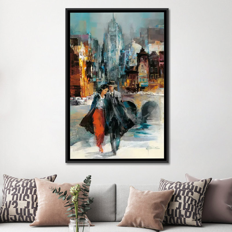 « amour i », impression sur toile, H 26 po x l 18 po x P 1,5 po, Toile avec cadre noir, Pas de tapis
