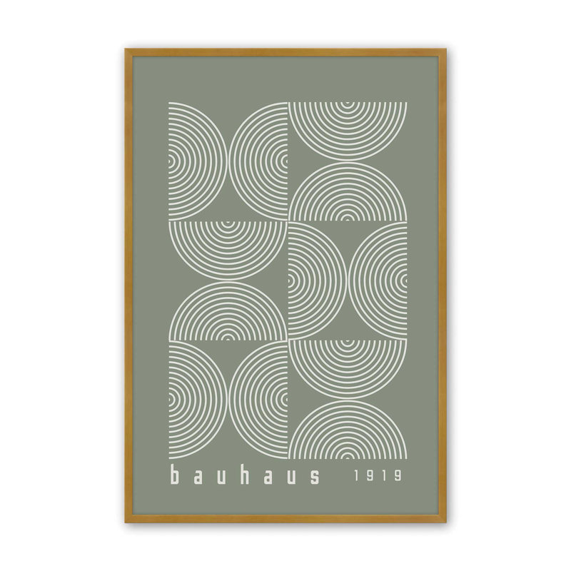 «Green Bauhaus Composition II», reproduction, H 15,25 po x l 12,25 po x P 1,25 po, Reproduction encadrée sans passe-partout