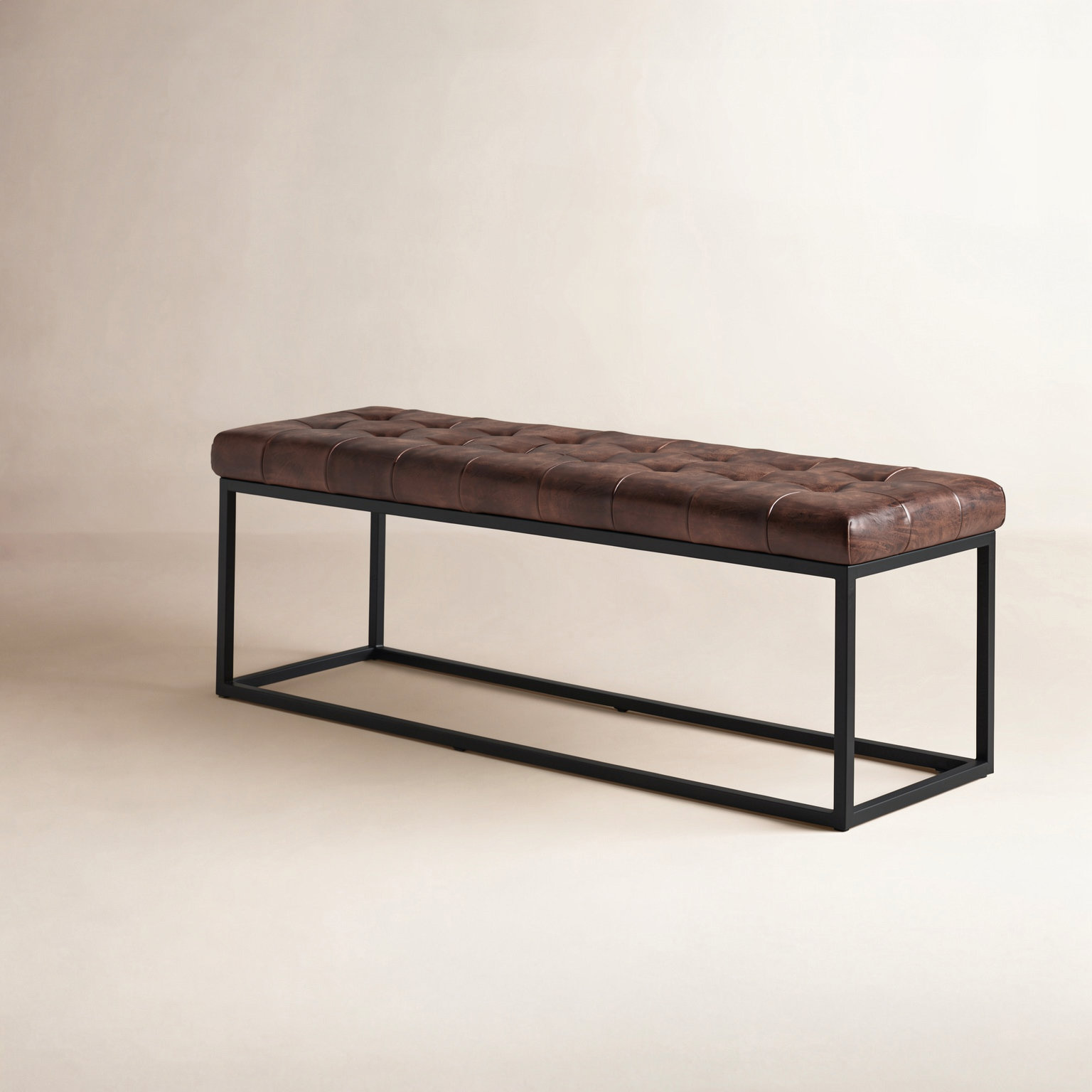 Pearson Genuine Leather Bedroom Bench, 17.5" H x 50" W x 17" D, Dark Sienna Top Grain Leather
