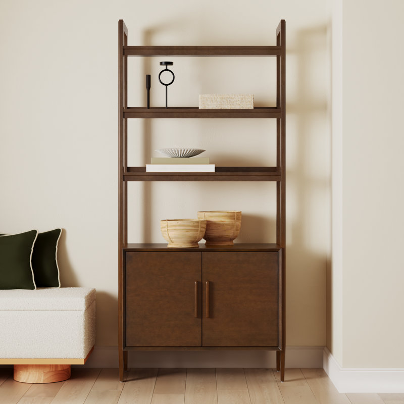 4-Tier Wood Bookcase with Doors