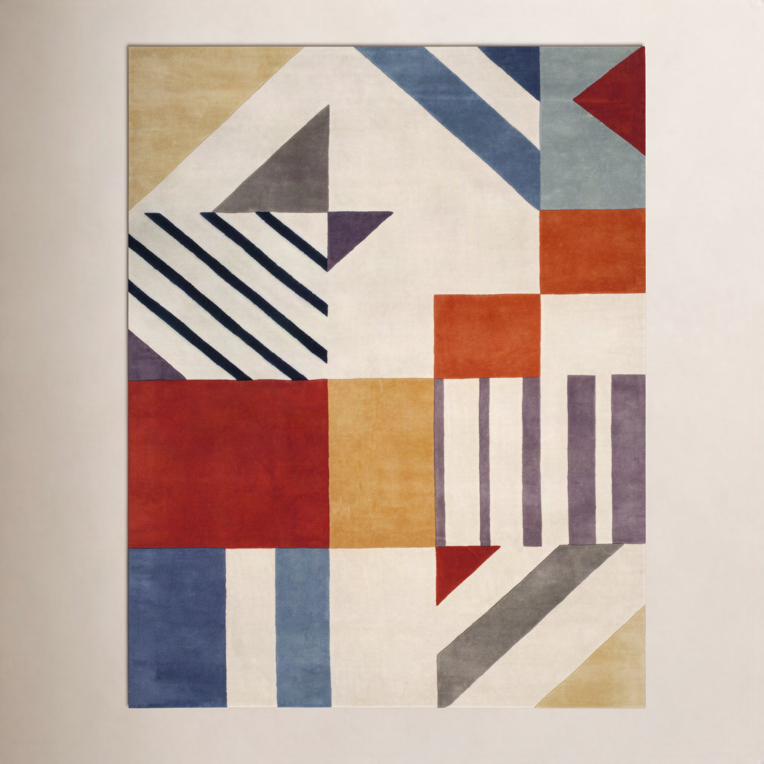 Tripoli Ivory Multi Hand-Tufted Geometric Rug, Rectangle 10' x 14'
