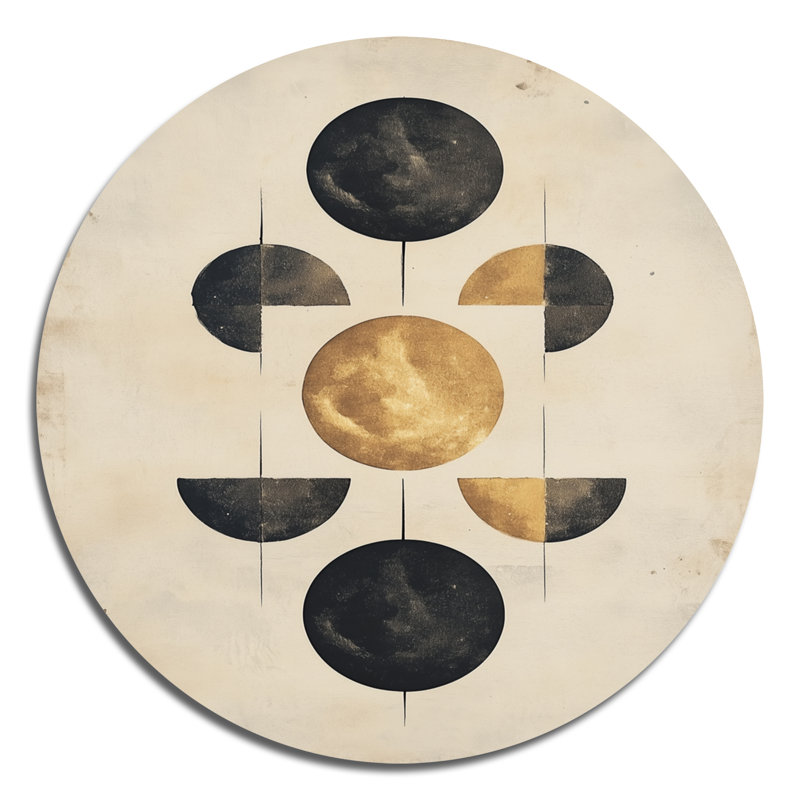 «Lunar Phases Abstract» - Décoration murale ronde en métal lune, L 16 po x H 16 po