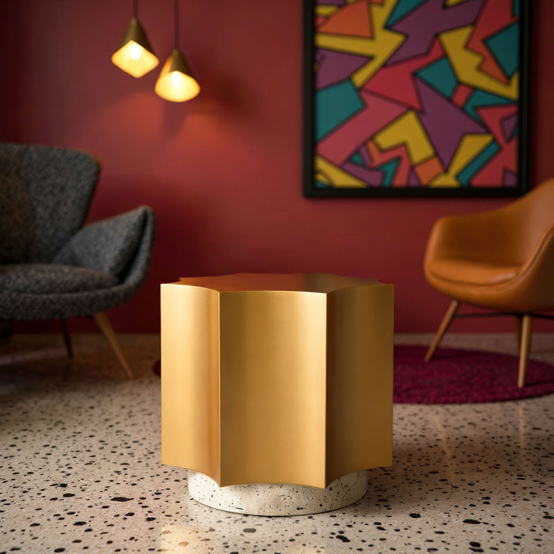 Table d'appoint Osam doré et beige