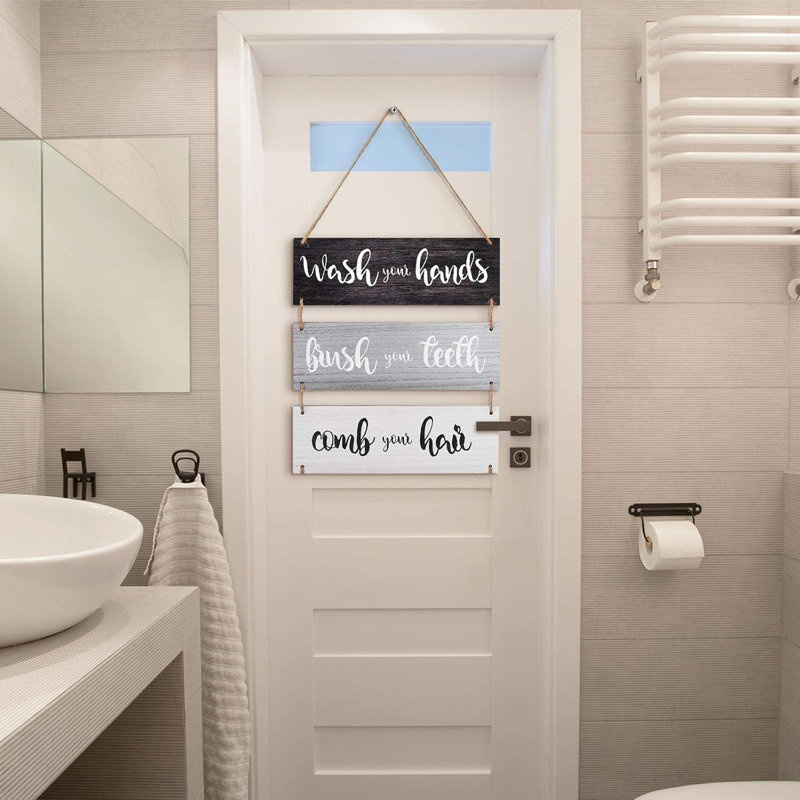 Panneau mural en bois Farmhouse Bath Rules