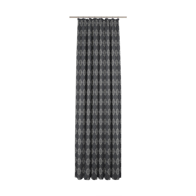 Curtain Heilwood with ruffle tape (1 piece), opaque, Dark Blue, 145cm Width x 225cm Drop 