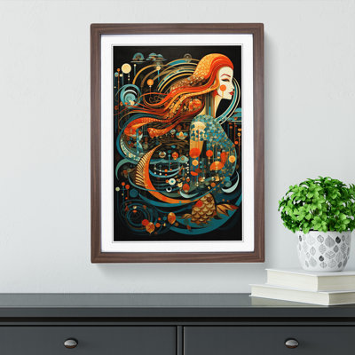XYZ-FRM-V1223-4490 Mermaid Constructivism 1 Piece Single Picture Frame Wall Art