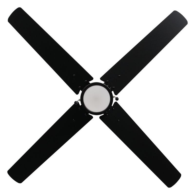 Ventilateur de plafond d'intérieur 4 pales Borges, Noir mat, Noir mat